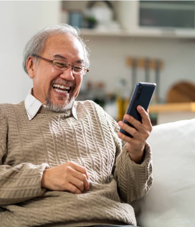 Man holding smartphone